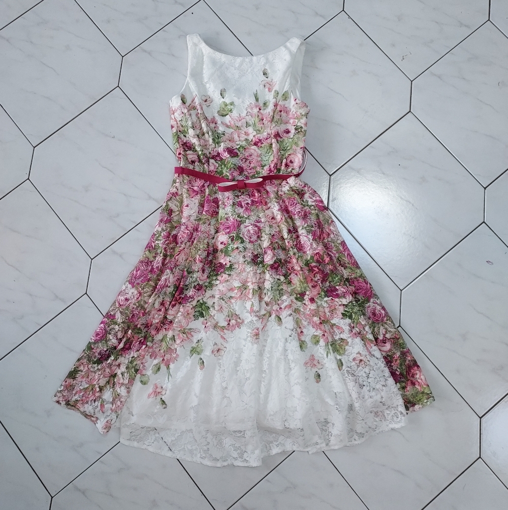 Danny & Nicole Pink Floral Lace Dress Size 4